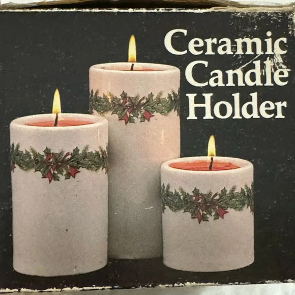 Vintage Ceramic Holly & Ivy Berry Candle Holders Original 90’s Christmas Decor - Picture 14 of 14